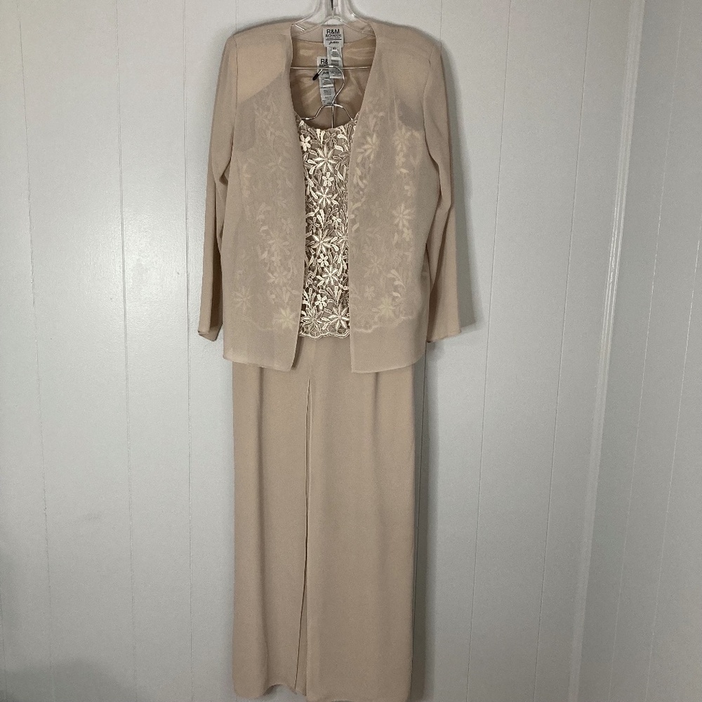 R&M Richards 3 Piece Formal Palazzo Pant Set size 10 Petite